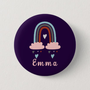 Modern Boho Rainbow with Personalised Name 6 Cm Round Badge