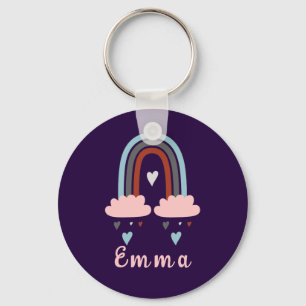 Modern Boho Rainbow with Personalised Name Key Ring
