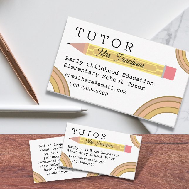 Modern Boho Rainbows Tutor Teacher Business Card (Creator Uploaded)