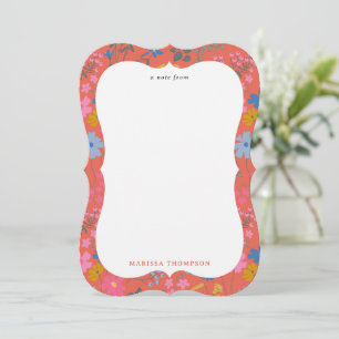 Modern Boho Red Floral Wildflowers Card
