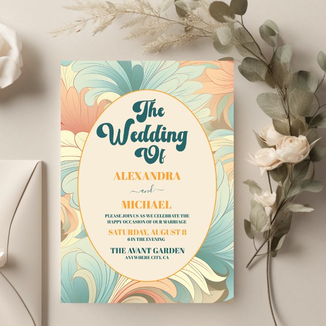 Modern Boho Retro Colourful Floral Wedding  Invitation (Creator Uploaded)