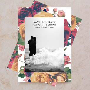 Modern Boho Roses Editable Photo Save The Date