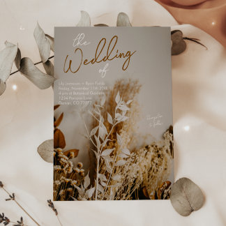 Modern Boho Rustic Dried Flowers Invitation