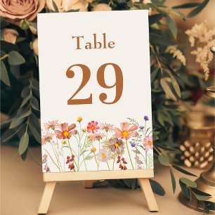 Modern Boho Rustic Floral Fall Wedding Table Number