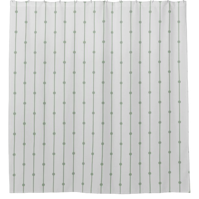 Modern Boho Sage Green Gray stripes and dots Show Shower Curtain (Front)