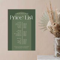 Modern Boho Sage Green Hair Nails Salon Price List