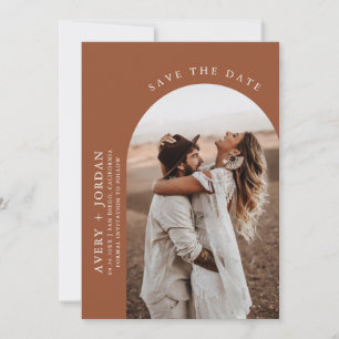 Modern Boho Save the Date   Photo Terracotta Card