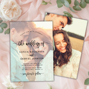 Modern Boho Script Photo Overlay Wedding Invitation