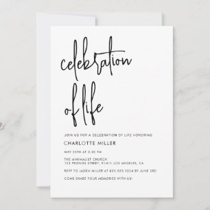 Modern Boho Simple Script Celebration Of Life  Invitation