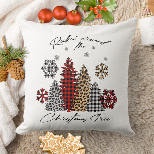 Modern Boho Snowflakes Tartan Cute Christmas Cushion