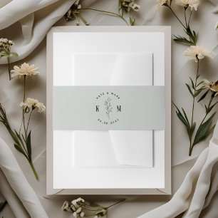 Modern Boho Soft Sage Wedding Invitation Belly Band