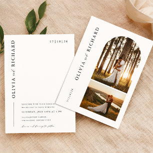 Modern Boho Style Rustic 2 Photo Wedding Invitation