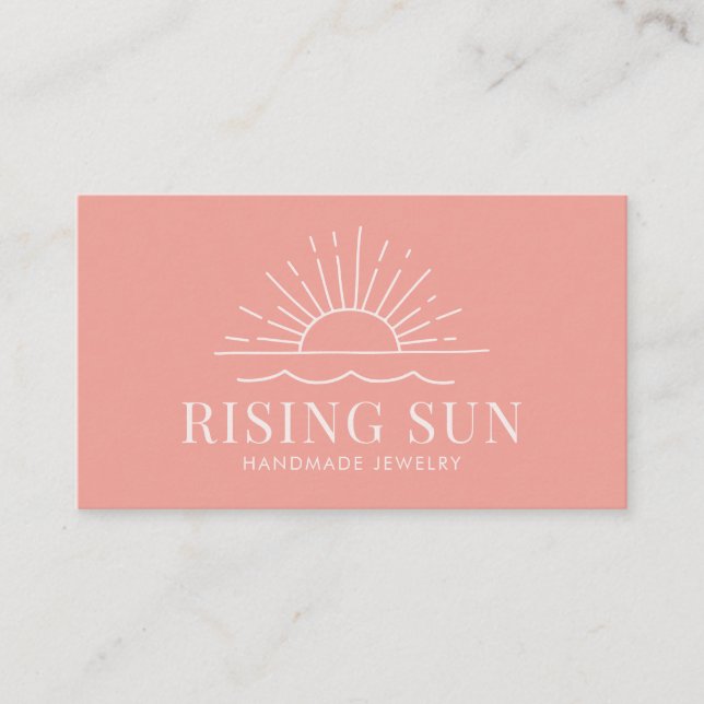 Modern Boho Sun and Beach Wave Business Card (Front)