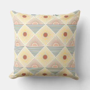 Modern Boho Sun Pattern Throw Pillow