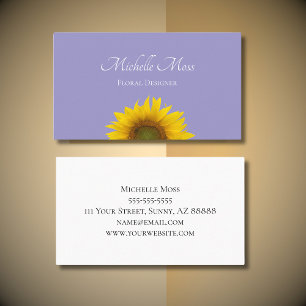 Modern Boho Sunflower Elegant Purple  Business Card