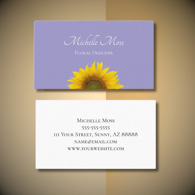 Modern Boho Sunflower Elegant Purple  Business Card (Creator Uploaded)