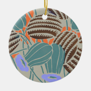 Modern Boho Teal & Lavender Floral Decor Ceramic Ornament