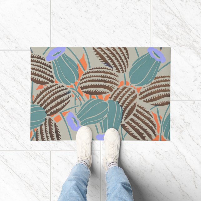 Modern Boho Teal & Lavender Floral Decor Doormat (Indoor)