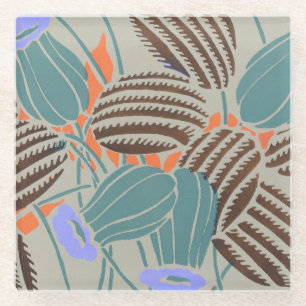 Modern Boho Teal & Lavender Floral Decor Glass Coaster