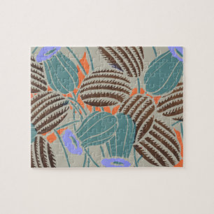 Modern Boho Teal & Lavender Floral Decor Jigsaw Puzzle