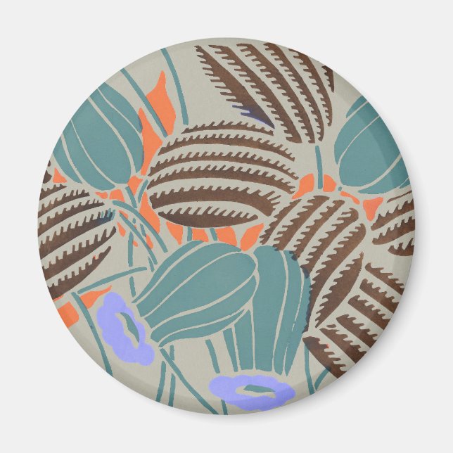 Modern Boho Teal & Lavender Floral Decor Magnet (Front)