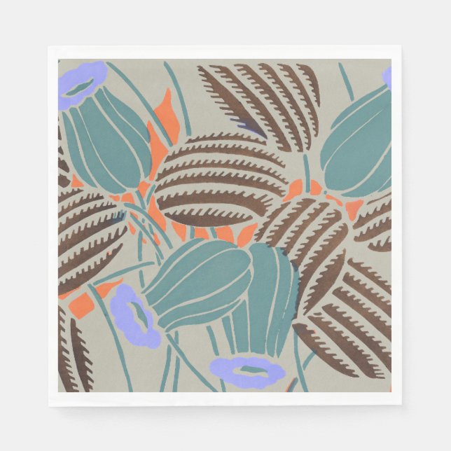 Modern Boho Teal & Lavender Floral Decor Napkin (Front)