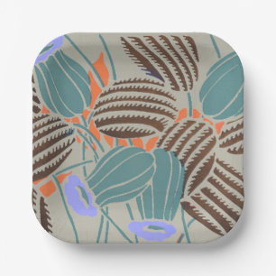 Modern Boho Teal & Lavender Floral Decor Paper Plate