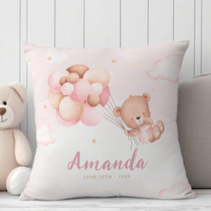 Modern Boho Teddy Bear Baby Shower Gift Baby Girl Cushion