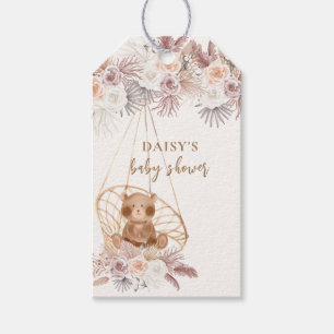 Modern Boho Teddy Bear Pampas Baby Shower  Gift Tags