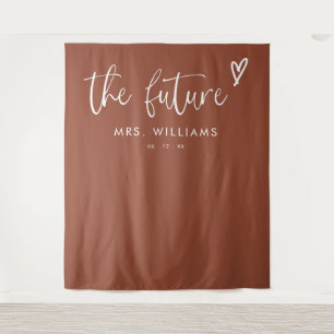 Modern Boho Terracotta Bridal Shower Backdrop Tapestry