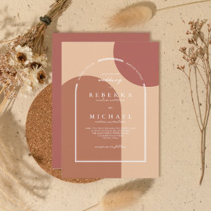 Modern Boho Terracotta Couple Names Arch Wedding Invitation