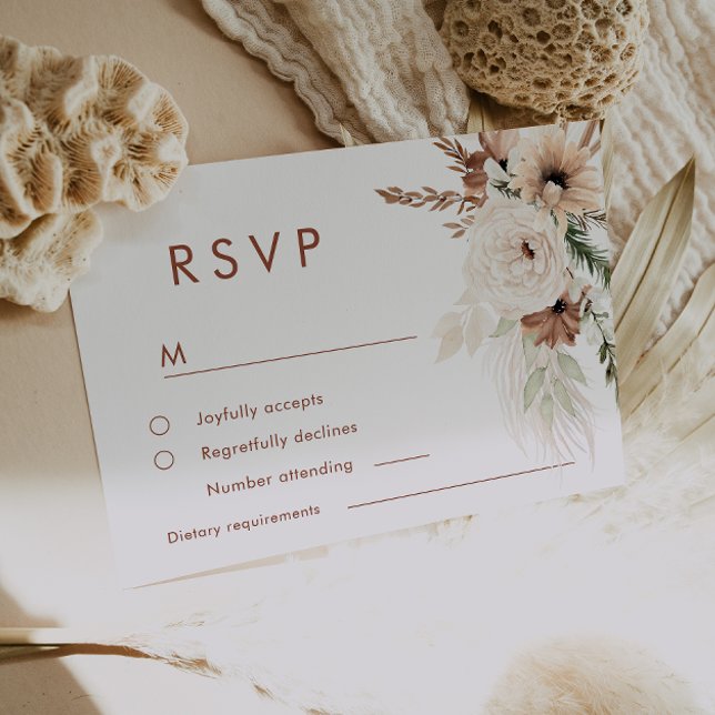Modern Boho Terracotta Fall & Summer Wedding RSVP Card (Creator Uploaded)