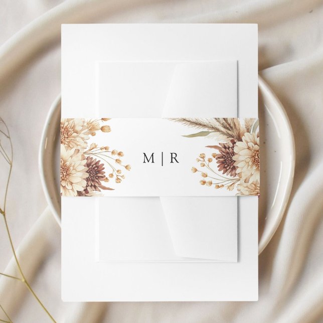 Modern Boho Terracotta Floral Wedding Invitation Belly Band (Creator Uploaded)