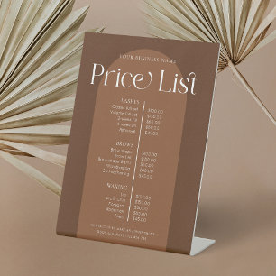 Modern Boho Terracotta Hair Nails Salon Price List Pedestal Sign