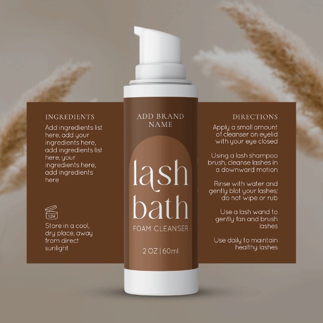 Modern Boho Terracotta Lash Bath Cleanser Wrapper Rectangular Sticker (Modern bohemian style lash bath foam bottle wrap around labels)