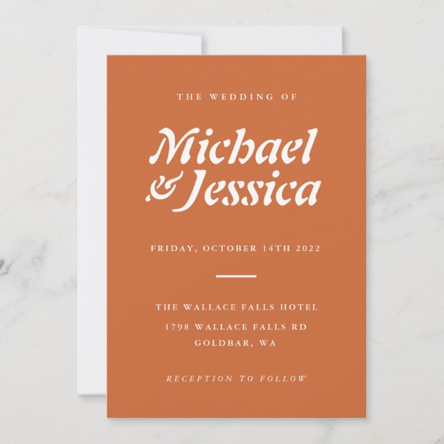 Modern Boho Terracotta Minimalist Wedding Invitati Invitation (Front)