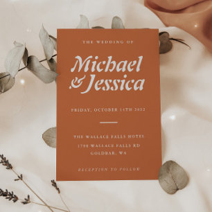 Modern Boho Terracotta Minimalist Wedding Invitation