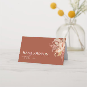 Modern Boho Terracotta Rustic Wedding Place Card