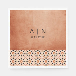 Modern Boho Terracotta Tile Wedding Napkin