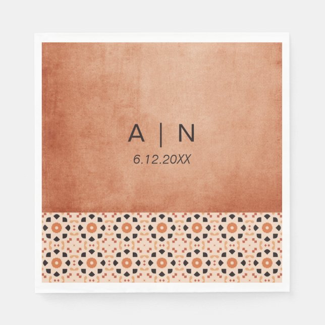 Modern Boho Terracotta Tile Wedding Napkin (Front)