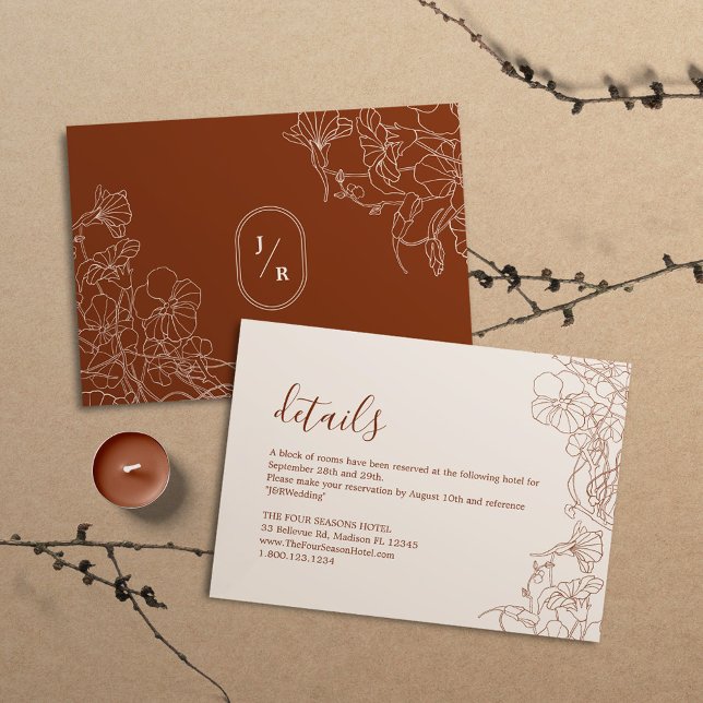 Modern Boho Terracotta Wedding Details Enclosure Card (Creator Uploaded)