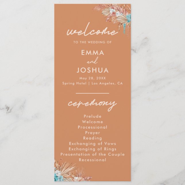 Modern Boho Terracotta Wedding Program (Front)