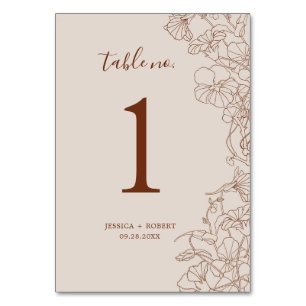 Modern Boho Terracotta Wedding Table Number