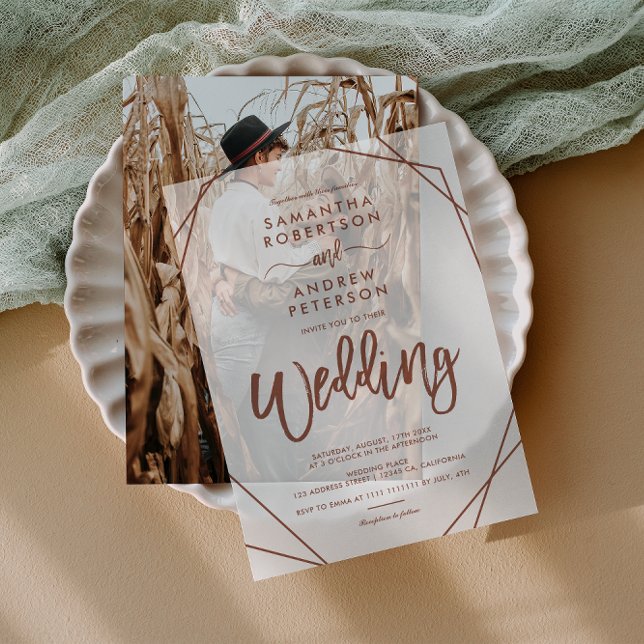 Modern Boho terracotta Wedding Terrarium Vellum Invitations (Modern Boho terracotta Wedding Terrarium Vellum Invitations)