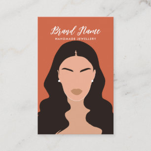 Modern Boho Terracotta Woman Earrings Display Business Card