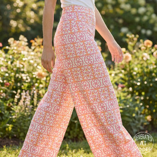 Modern Boho Tribal Geometric Coral Pink Pattern Fabric
