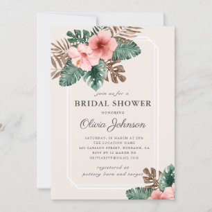 Modern Boho Tropical Floral Bridal Shower Invitation