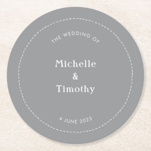 Modern Boho Ultimate Grey Wedding Party Round Paper Coaster