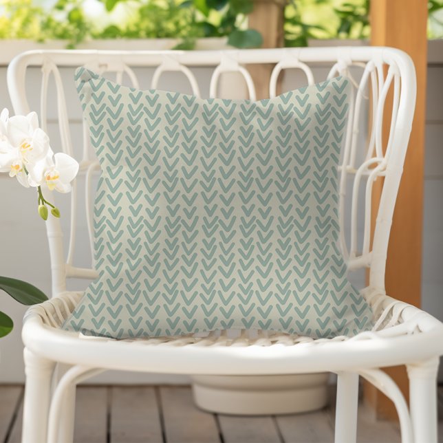 Modern Boho V Pattern Seafoam Green Beige Cushion (Creator Uploaded)