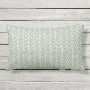Modern Boho V Pattern Seafoam Green Beige Lumbar Cushion
